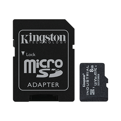 Pilt Kingston | UHS-I | 8 GB | microSDHC/SDXC Industrial Card | Flash memory class Class 10, UHS-I, U3, V30, A1 | SD Adapter