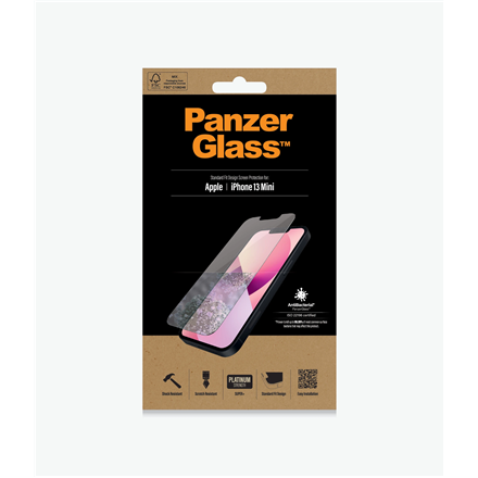 Pilt PanzerGlass | Clear Screen Protector | Apple | iPhone 13 Mini | Tempered glass | Antibacterial glass; Resistant to scratches and bacteria; Shock absorbing; Easy to install