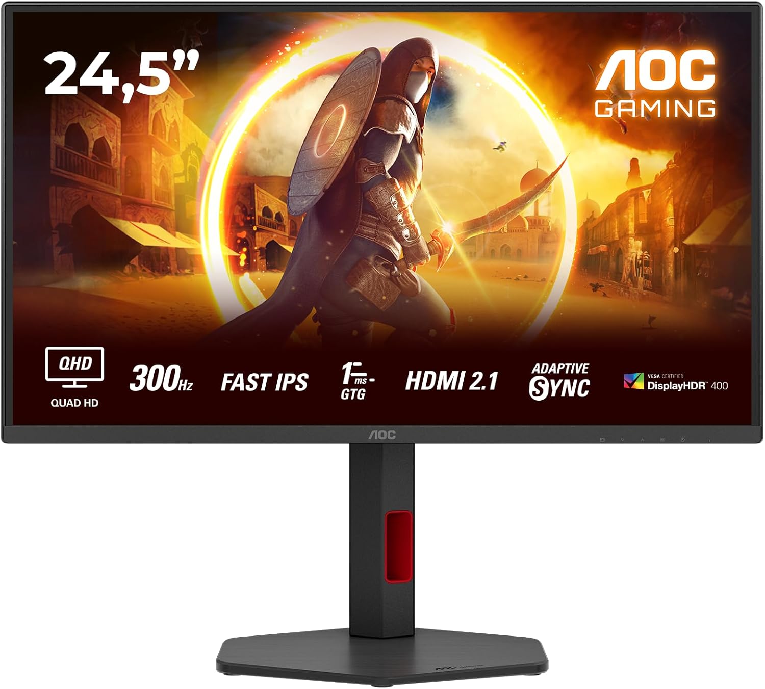 Pilt AOC | Q25G4SR | 24.5 " | Fast IPS | QHD | 16:9 | 300 Hz | 1 ms | 2560 x 1440 pixels | 400 cd/m² | HDMI ports quantity 2 | Black
