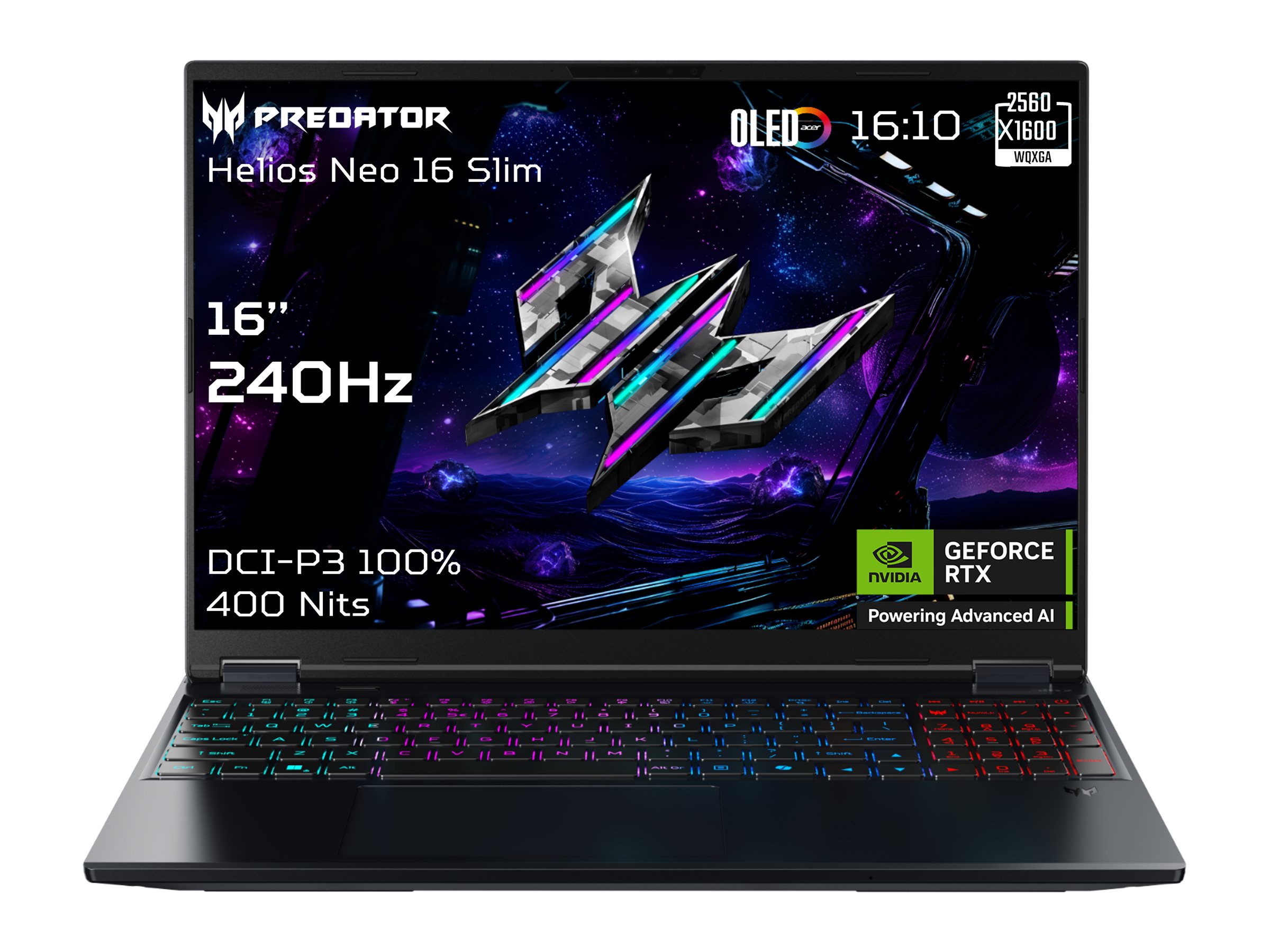 Pilt Acer | Predator Helios Neo 16S AI PHN16S-71-95J5 | Black | 16 " | OLED | WQXGA | 240 Hz | Intel Core Ultra 9 | 275HX | 64 GB | DDR5 | Solid-state drive capacity 1000 GB | NVIDIA GeForce RTX 5070 Ti | Windows 11 Home | Keyboard language English | Keyboard backlit | Warranty 24 month(s)