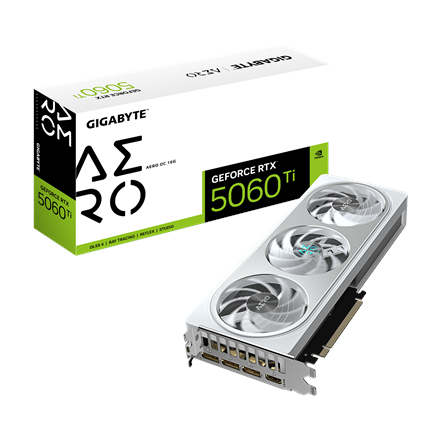 Pilt Gigabyte GeForce RTX 5060 Ti AERO OC 16G | NVIDIA | 16 GB | GeForce RTX 5060 Ti | GDDR7 | HDMI ports quantity 1 | PCI-E 5.0