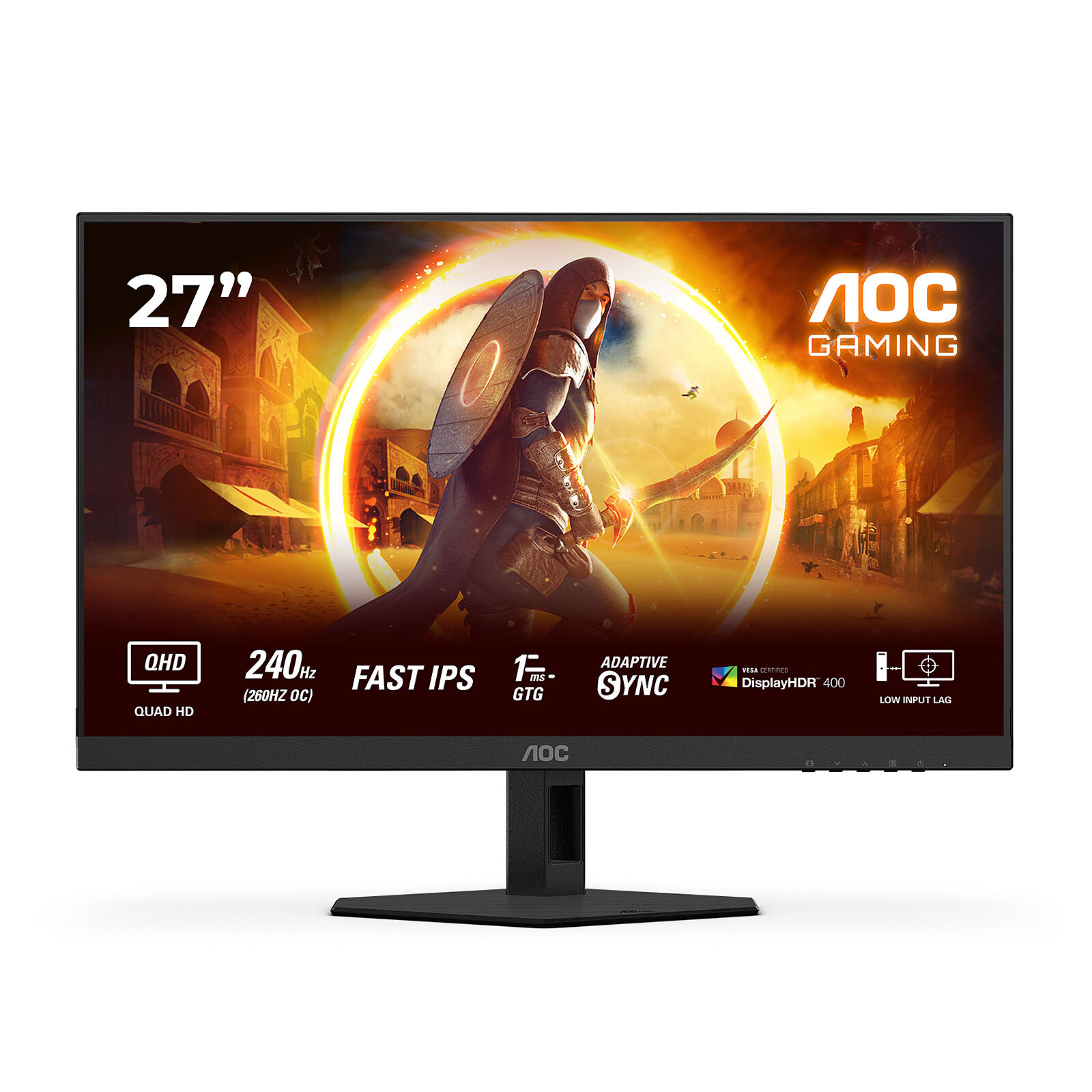 Pilt AOC | Q27G4ZR | 27 " | Fast IPS | QHD | 16:9 | 240 Hz | 1 ms | 2560 x 1440 pixels | 400 cd/m² | HDMI ports quantity 2 | Black