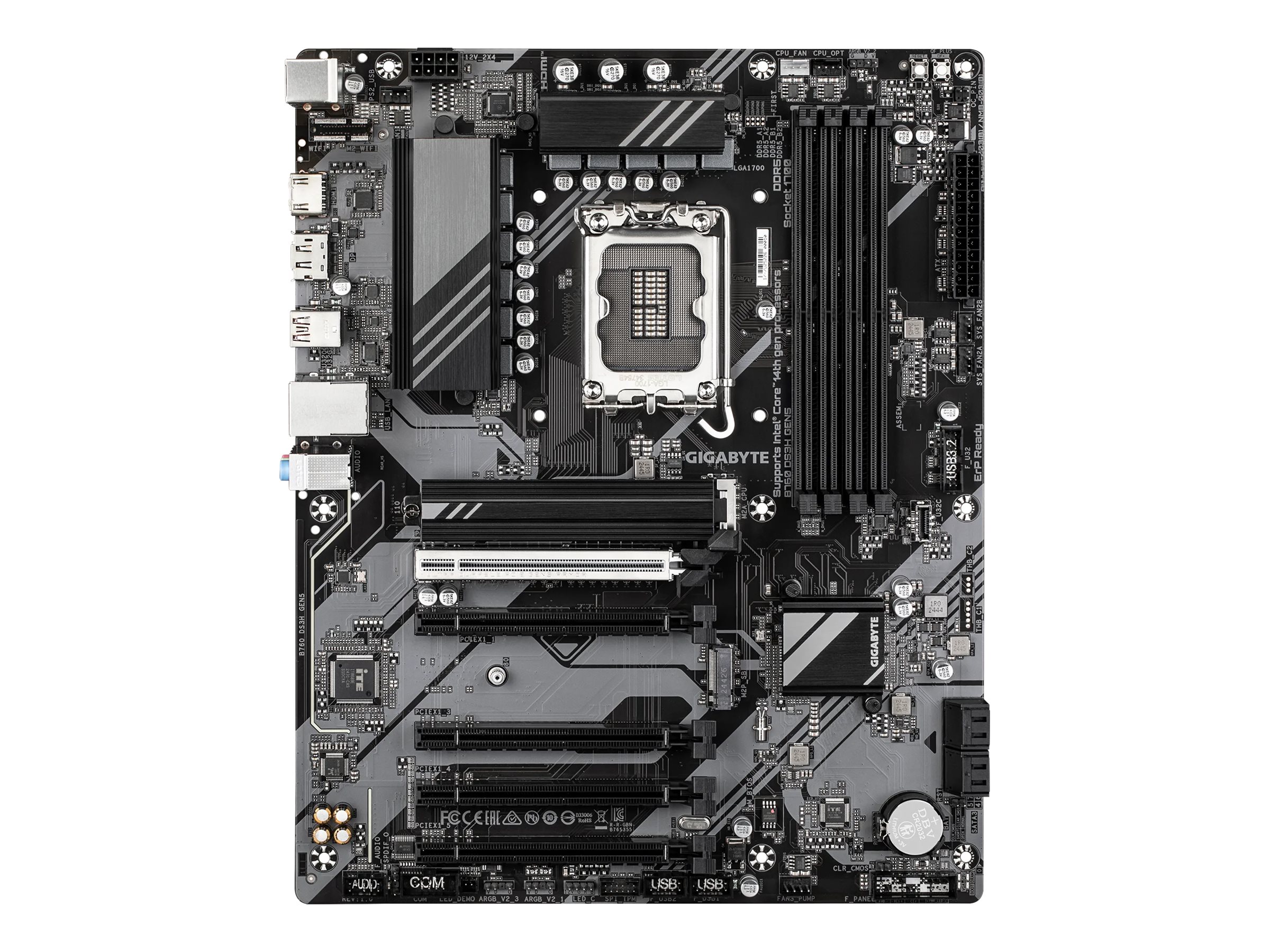 Pilt Gigabyte B760 DS3H GEN5 | Processor family Intel | Processor socket LGA1700 | DDR5 | Supported hard disk drive interfaces M.2, SATA | Number of SATA connectors 4