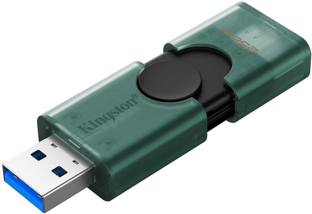 Pilt Kingston USB Flash Drive | DataTraveler Duo | 256 GB | USB Type-A and USB Type-C | Black/Green