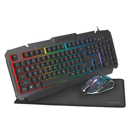 Pilt Logilink | Gaming-Set, keyboard, mouse and mouspad | ID0185 | Keyboard, Mouse and Pad Set | Wired | Mouse included | DE | Numeric keypad