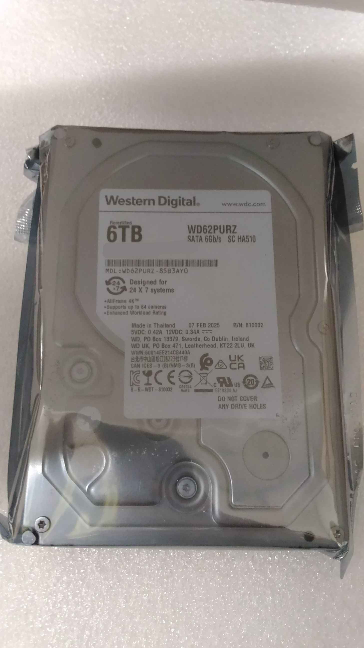 Pilt SALE OUT. Western Digital Purple WD62PURZ 6TB 3.5" 128MB SATAIII | Western Digital | REFURBISHED