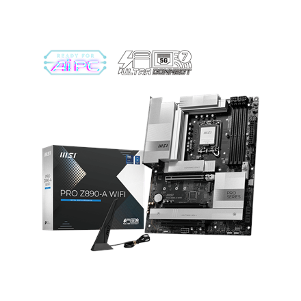 Pilt MSI PRO Z890-A WIFI | Processor family Intel | Processor socket LGA1851 | DDR5 UDIMM | Supported hard disk drive interfaces SATA, M.2 | Number of SATA connectors 4