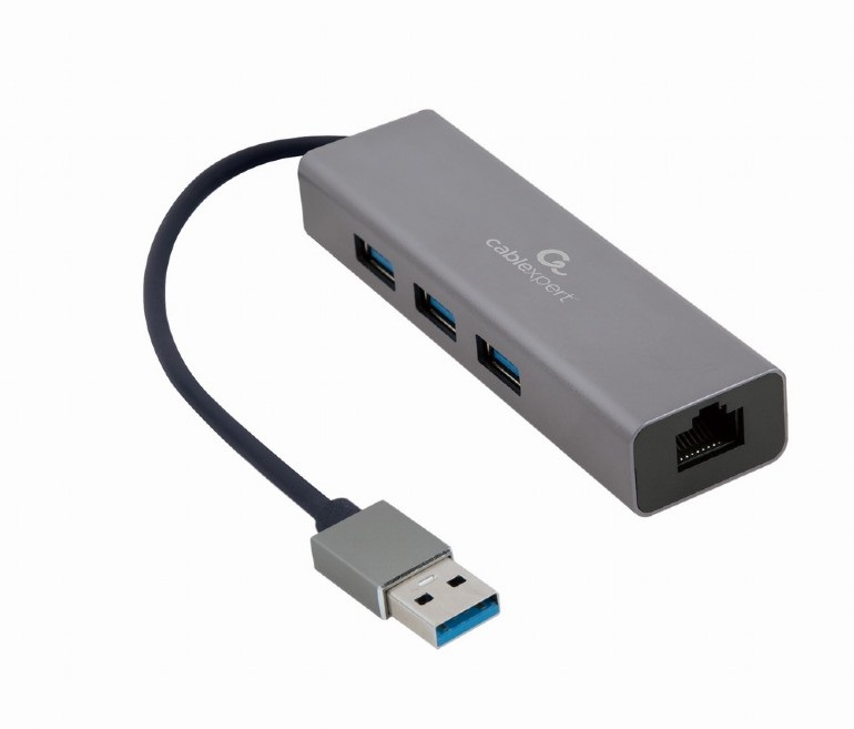 Pilt Cablexpert | USB AM Gigabit network adapter with 3-port USB 3.0 hub | A-AMU3-LAN-01