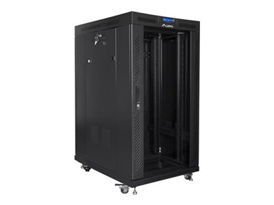 Pilt Lanberg | Rack cabinet 19" free-standing 22U/800x1000 (flat pack) with glass door | FF01-8022-12BL | Black