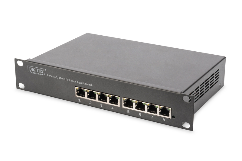 Pilt Digitus | 8-port Gigabit Ethernet Switch | DN-80114 | Unmanaged | Rackmountable | 10/100 Mbps (RJ-45) ports quantity | 1 Gbps (RJ-45) ports quantity | SFP+ ports quantity | Power supply type Internal