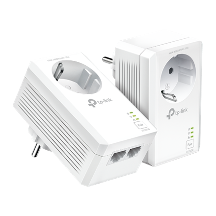 Pilt TP-LINK | AV1000 2-Port Gigabit Passthrough Powerline Starter Kit | TL-PA7027P KIT | 10/100/1000 Mbit/s | Ethernet LAN (RJ-45) ports 2 | No Wi-Fi | Extra socket