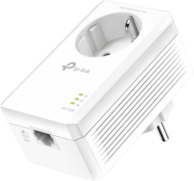 Pilt TP-LINK | AV1000 Gigabit Passthrough Powerline Adapter | TL-PA7017P | 1000 Mbit/s | Ethernet LAN (RJ-45) ports 1 | No Wi-Fi | Extra socket