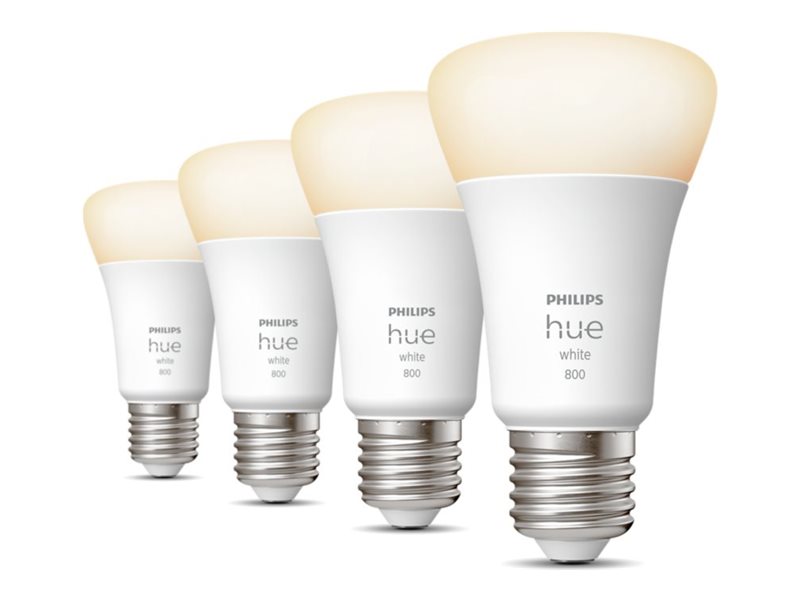 Pilt Philips Hue W 9W A60 E27 4pcs pack | Philips Hue | Hue W 9W A60 E27, 4pcs pack | E27 | 9 W | Warm White 2700K | Bluetooth and Zigbee