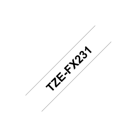 Pilt Brother | TZe-FX231 Flexible ID Laminated Tape | Black on White | TZe | 8 m | 1.2 cm