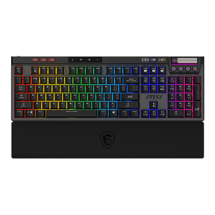 Pilt MSI STRIKE PRO WIRELESS | Gaming keyboard | Wireless | US | Black | 2.4 GHz Wireless, Bluetooth, USB 2.0 | Kailh Midnight Pro Silent Tactile