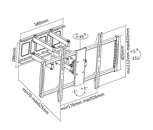Pilt Sunne | Wall Mount | 60-100-EA | 60-100 " | Maximum weight (capacity) 80 kg | Black