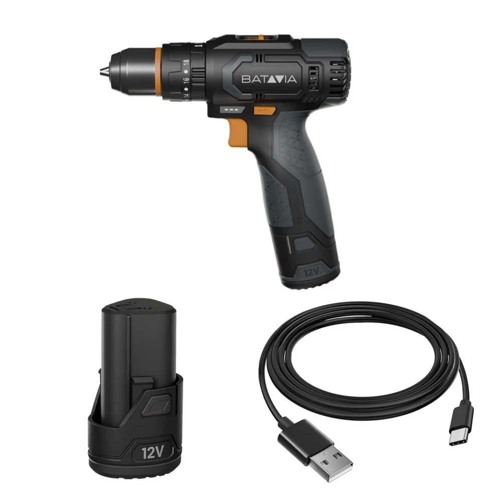 Pilt Batavia B.V. 12V Cordless Combi Drill - Fixxpack 2.0 Set (incl. 2.0Ah Battery & USB-C charging Cable)