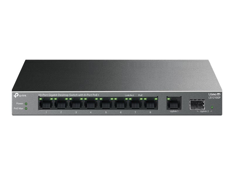 Pilt TP-LINK | 10-Port Gigabit Desktop Switch with 8-Port PoE+ | LS1210GP | Unmanaged | Desktop