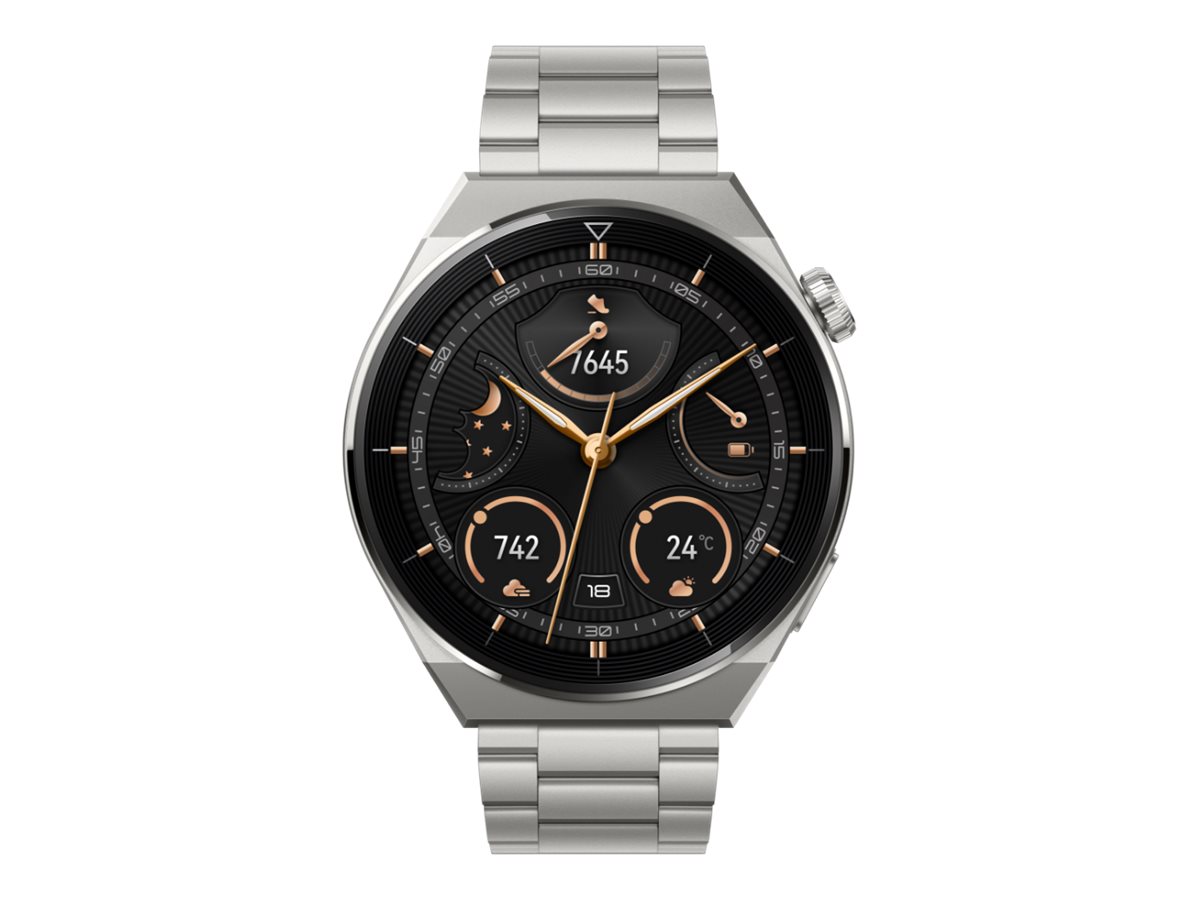 Pilt WATCH | GT 3 Pro (46 mm) | Smart watch | GPS (satellite) | AMOLED | Touchscreen | Activity monitoring 24/7 | Waterproof | Bluetooth | Titanium Gray Case with Titanium Strap, Odin-B19M