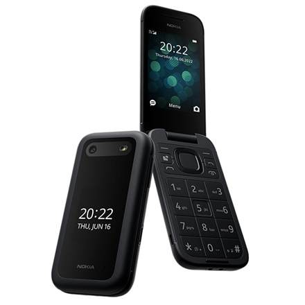 Pilt Nokia | 2660 Flip | Black | 2.8 " | TFT LCD | 240 x 320 | Unisoc | 0.128 GB | Dual SIM | Nano-SIM | Yes | Main camera 0.3 MP | Secondary camera  MP | 1450  mAh | Bluetooth | 4.2