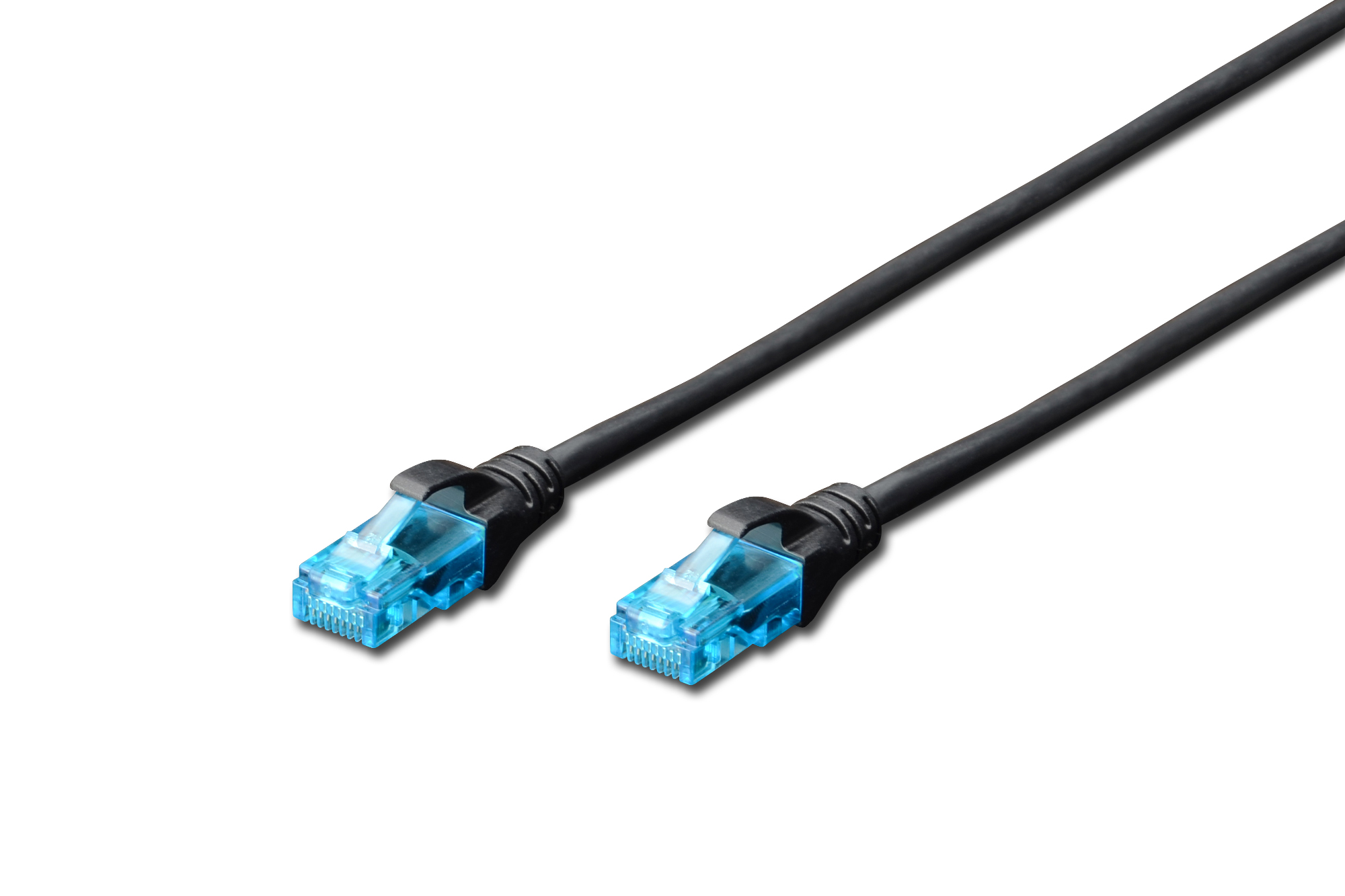 Pilt CAT 5e U-UTP | Patch cord | PVC AWG 26/7 | Boots with kink protection, strain relief and latch protection | Black | 3 m | Modular RJ45 (8/8) plug