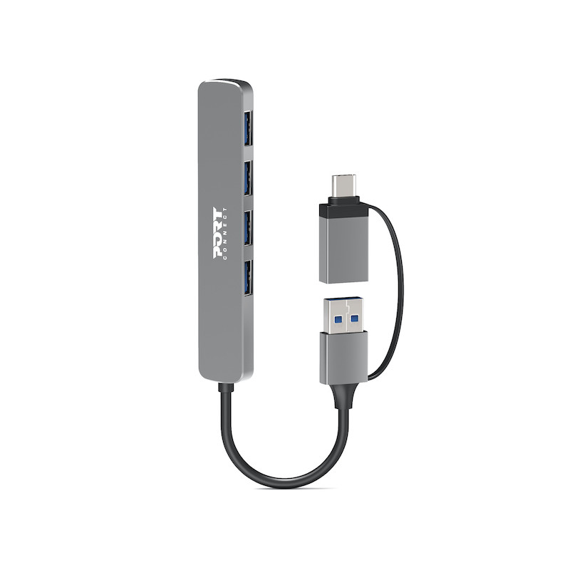 Pilt PORT CONNECT | HUB USB-C/USB-A 4 ports USB-A 3.0 5Gbps | 900160