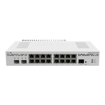 Pilt Mikrotik CCR2004-16G-2S+PC | Ethernet Router | CCR2004-16G-2S+PC | Mbit/s | 10/100/1000 Mbit/s | Ethernet LAN (RJ-45) ports | Mesh Support No | MU-MiMO No | No mobile broadband