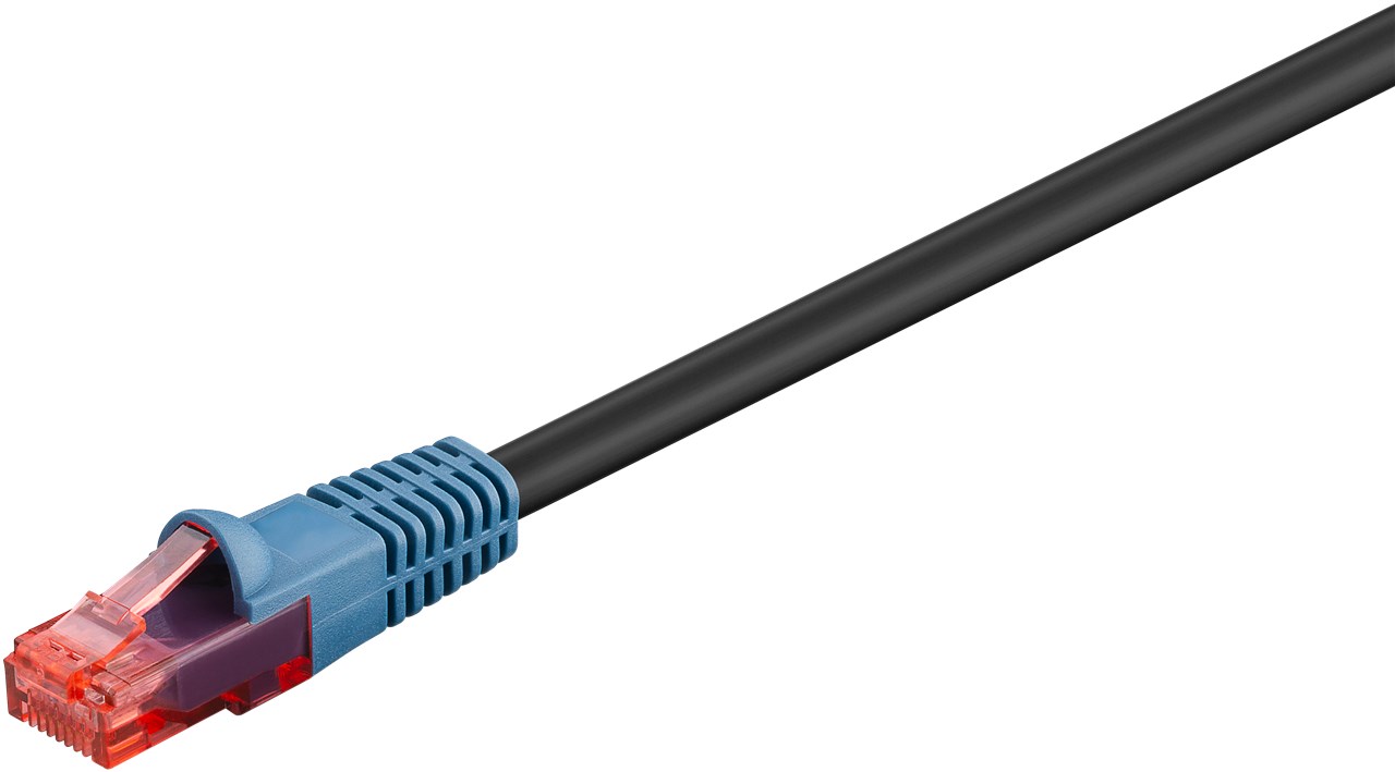 Pilt oobay | CAT 6 Outdoor-patch cable U/UTP | 94389 | 10 m | Black | Prewired, unshielded LAN cable with RJ45 plugs for connecting network components; Double-layer polyethylene jacket protects the network cable outdoors and makes it extremely weather-resistant; The outdoor Ethernet cable is ideal for the garden, balcony, camping, building facades and surveillance cameras; High-quality copper-clad alum