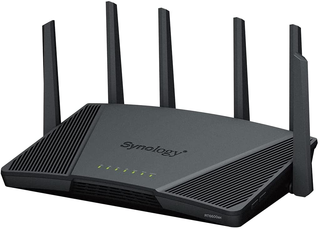 Pilt Synology RT6600ax Ultra-fast and Secure Wireless Router for Homes | Ultra-fast and Secure Wireless Router for Homes | RT6600ax | 802.11ax | 4800  Mbit/s | Mbit/s | Ethernet LAN (RJ-45) ports 5 | Mesh Support No | MU-MiMO Yes | No mobile broadband | Antenna type  External antenna x 6 | 24 month(s)