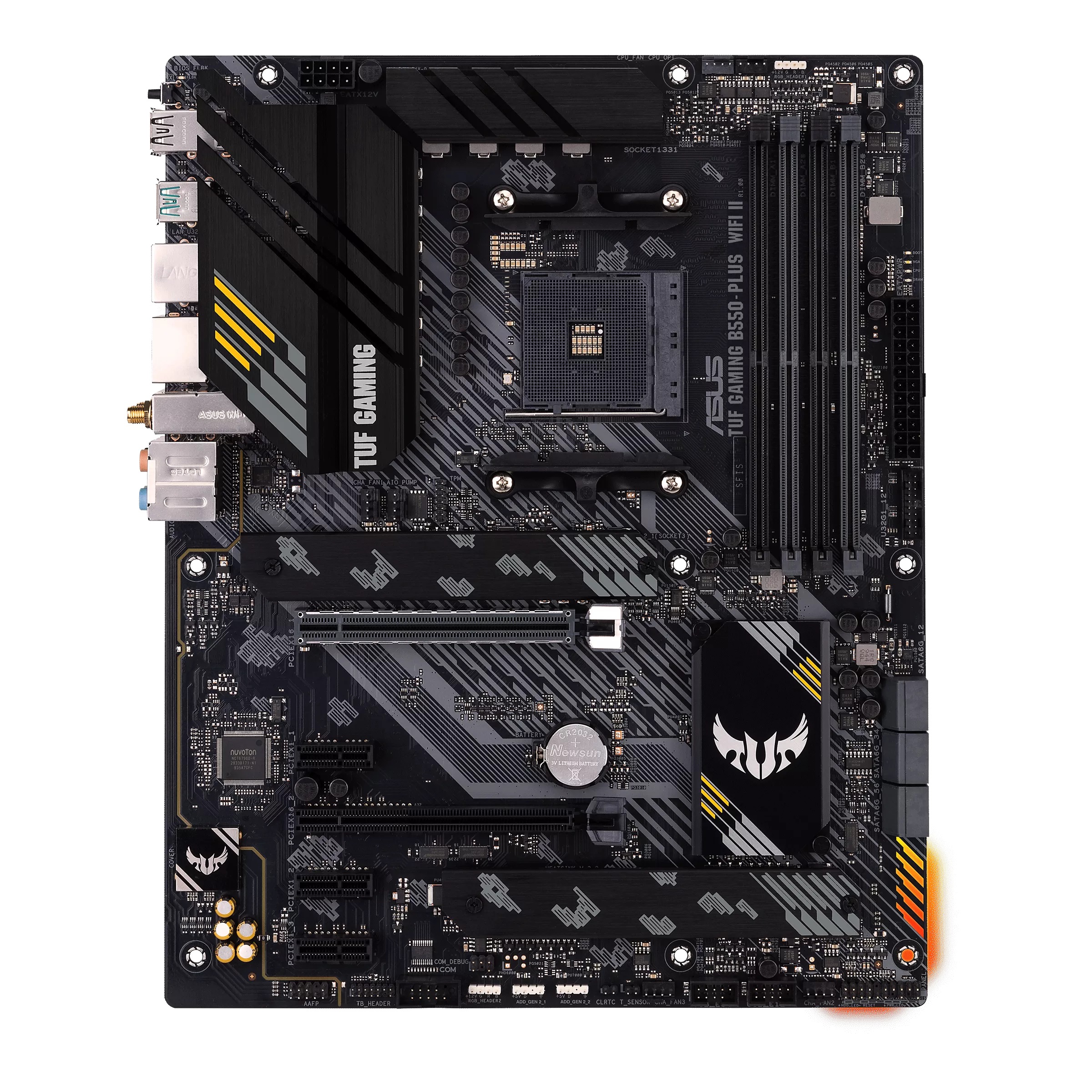 Pilt Asus | TUF GAMING B550-PLUS WIFI II | Processor family AMD | Processor socket AM4 | DDR4 DIMM | Memory slots 4 | Supported hard disk drive interfaces 	SATA, M.2 | Number of SATA connectors 6 | Chipset AMD B550 | 30.5cm x 24.4cm