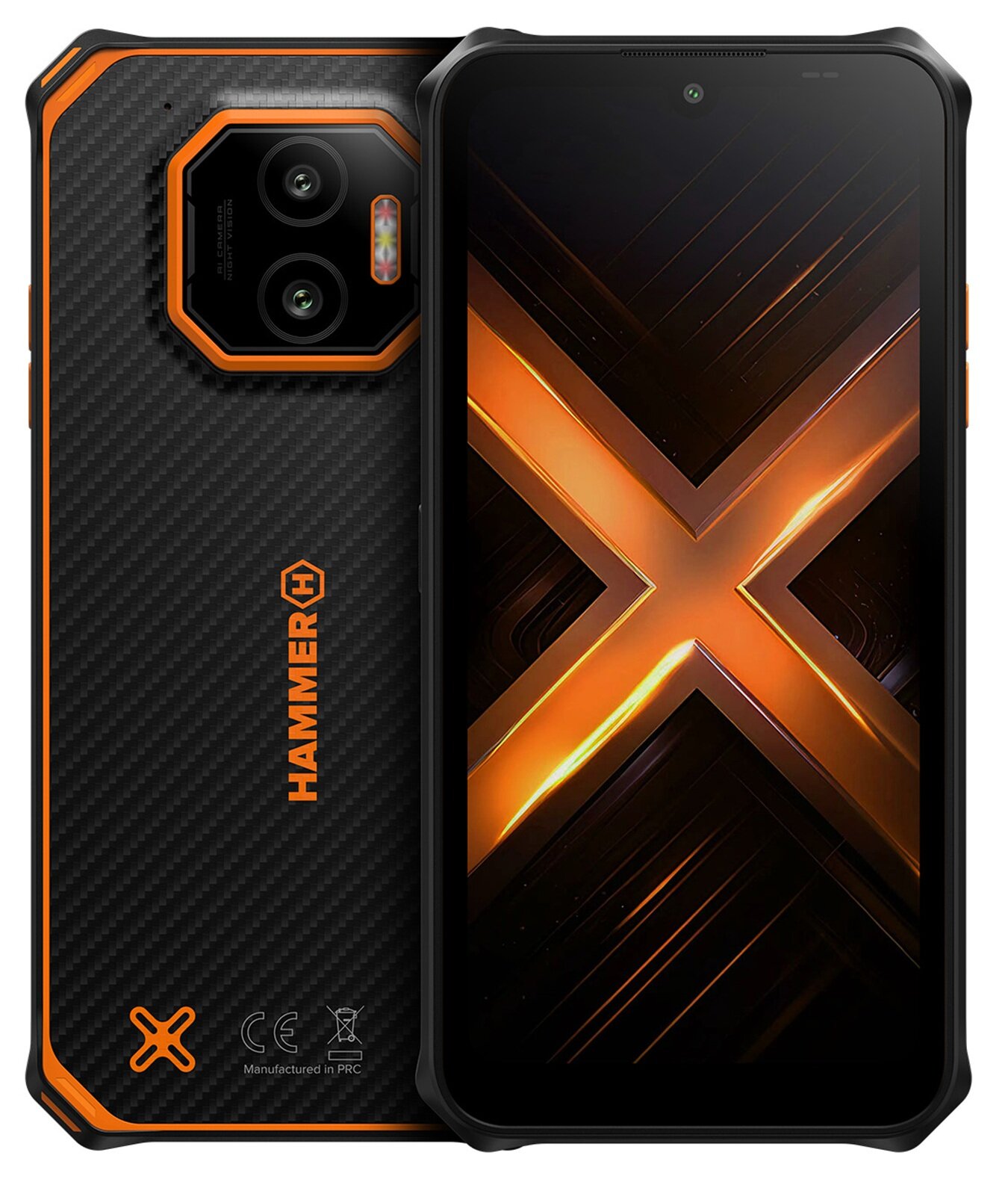 Pilt Hammer Energy X2 | Orange | 6.1 " | IPS | 1560 x 720 pixels | Mediatek | Internal RAM 6 GB | 128 GB | Dual SIM | 4G | Main camera resolution 50 MP | Android | 15 | 5000 mAh