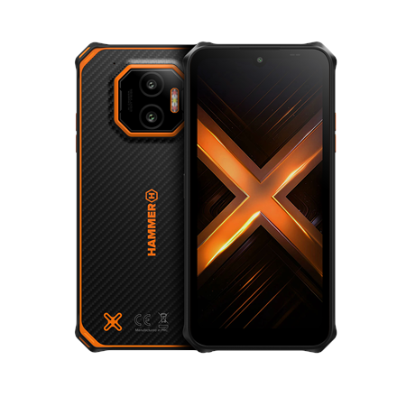 Pilt Hammer Energy X2 | Black/Orange | 6.1 " | IPS | 1560 x 720 pixels | Mediatek | Dimensity 6300 | Internal RAM 6 GB | 128 GB | microSD | Dual SIM | 4G | 5G | Main camera resolution 50 MP | Android | 15 | 5000 mAh