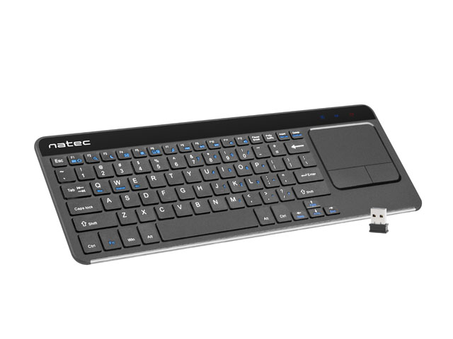 Pilt Natec | Keyboard | NKL-0968 Turbo Slim | Keyboard with Trackpad | Wireless | US | m | Black | USB Type-A | 400 g