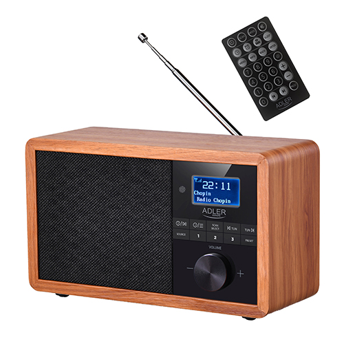 Pilt Adler | AD 1184 | Radio DAB+ Bluetooth | Black/Brown | Alarm function