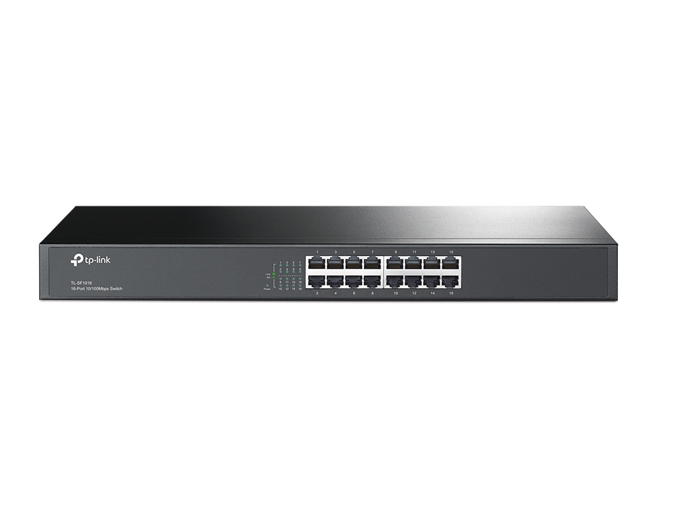 Pilt TP-LINK | Switch | TL-SF1016 | Unmanaged | Rackmountable | 10/100 Mbps (RJ-45) ports quantity 16 | Power supply type External