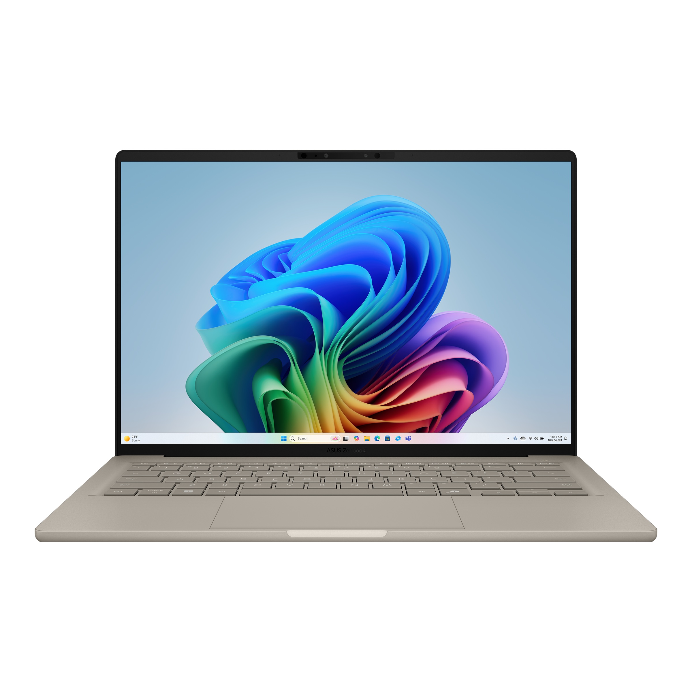 Pilt Asus | Zenbook | A14 UX3407QA-QD202W | Zabriskie Beige | 14 " | OLED | WUXGA | 1920 x 1200 pixels | Glossy | Snapdragon X | X1 26 100 | 16 GB | LPDDR5X | Solid-state drive capacity 512 GB | Qualcomm Adreno GPU | Windows 11 Home | 802.11ax | Bluetooth version 5.3 | Keyboard language English | Keyboard backlit | Warranty 24 month(s)