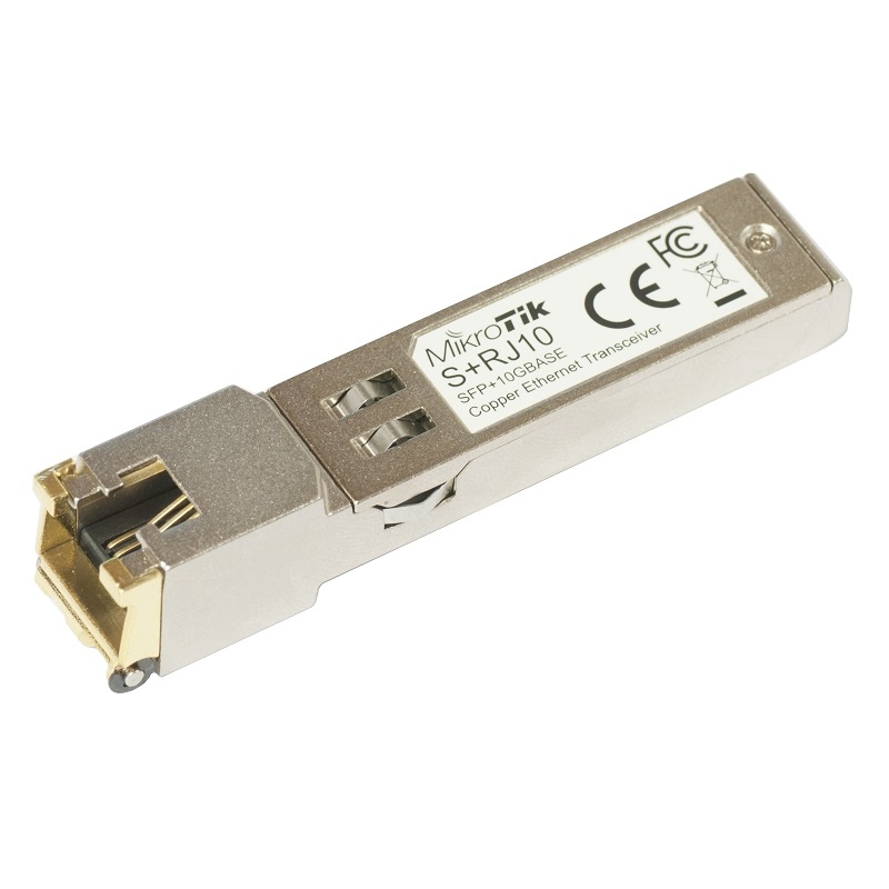 Pilt MikroTik | S+RJ10 | SFP+ | Copper | RJ-45 | 10/100/1000/10000 Mbit/s | Maximum transfer distance 200 m | COMPATIBLE ONLY WITH ACTIVE COOLING SWITCHES (DISCONNECTS WITH PASSIVE COOLING SWITCHES) | -20 to +60C