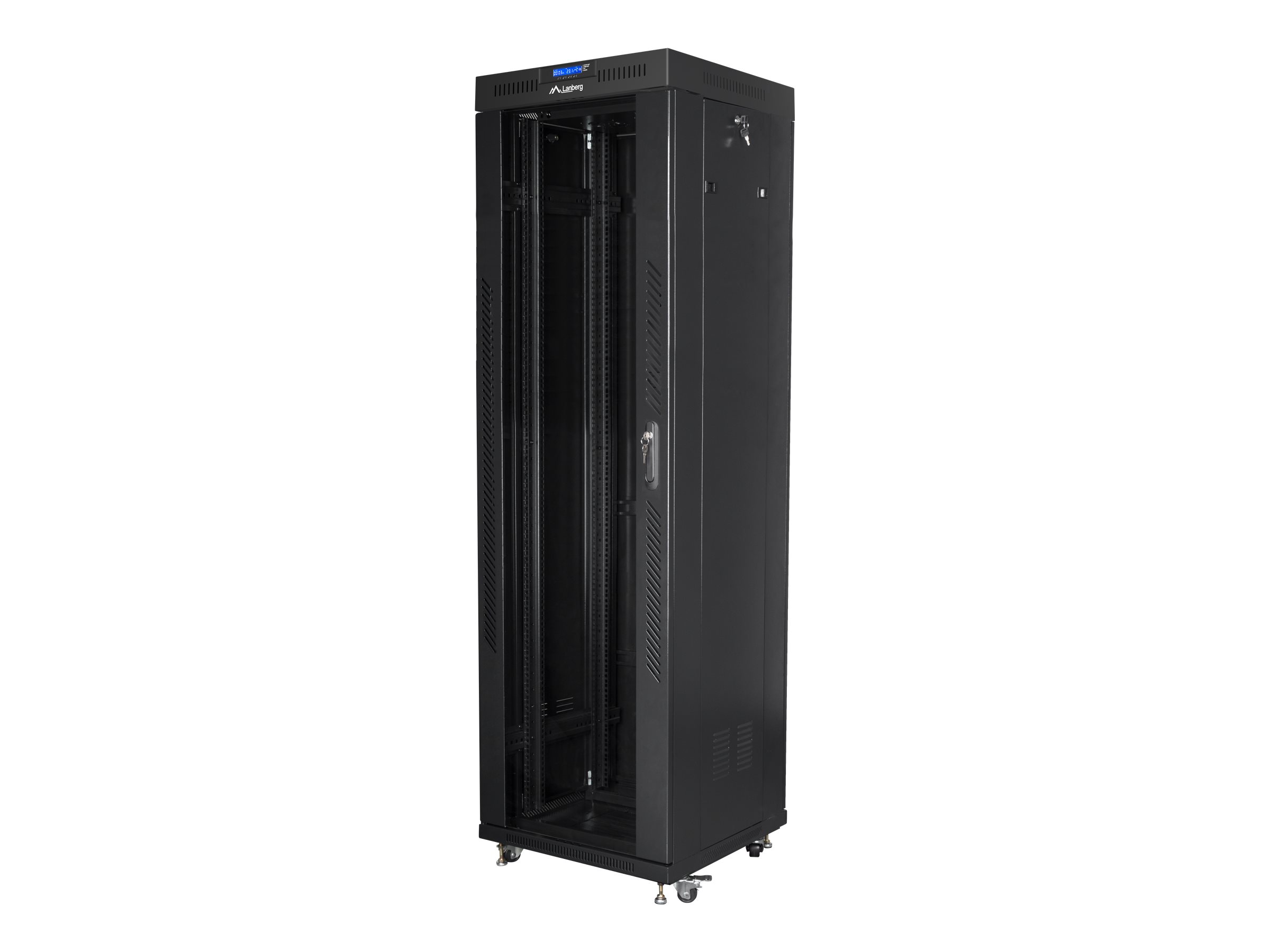 Pilt Lanberg | Rack cabinet 19" free-standing 42U/600x600 (flat pack) with glass door lCD V2 | FF01-6642-12BL | Black