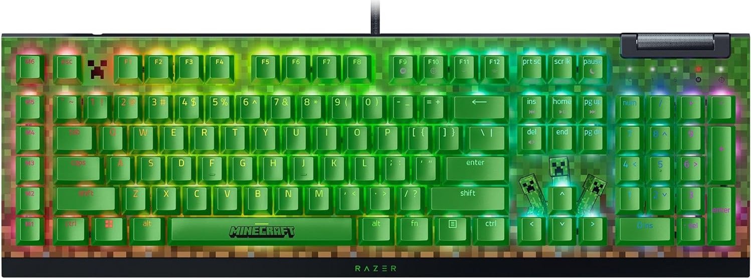 Pilt Razer BlackWidow V4 X | Gaming keyboard | Wired | US | Minecraft Edition | Razer Green Mechanical Switches (Clicky)