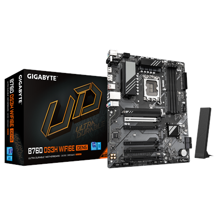 Pilt Gigabyte B760 DS3H WF6E GEN5 | Processor family Intel | Processor socket LGA1700 | DDR5 | Supported hard disk drive interfaces M.2, SATA | Number of SATA connectors 4