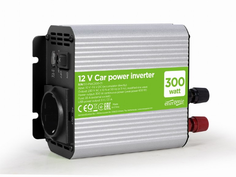 Pilt EnerGenie | 12 V Car power inverter, 300 W | EG-PWC300-01