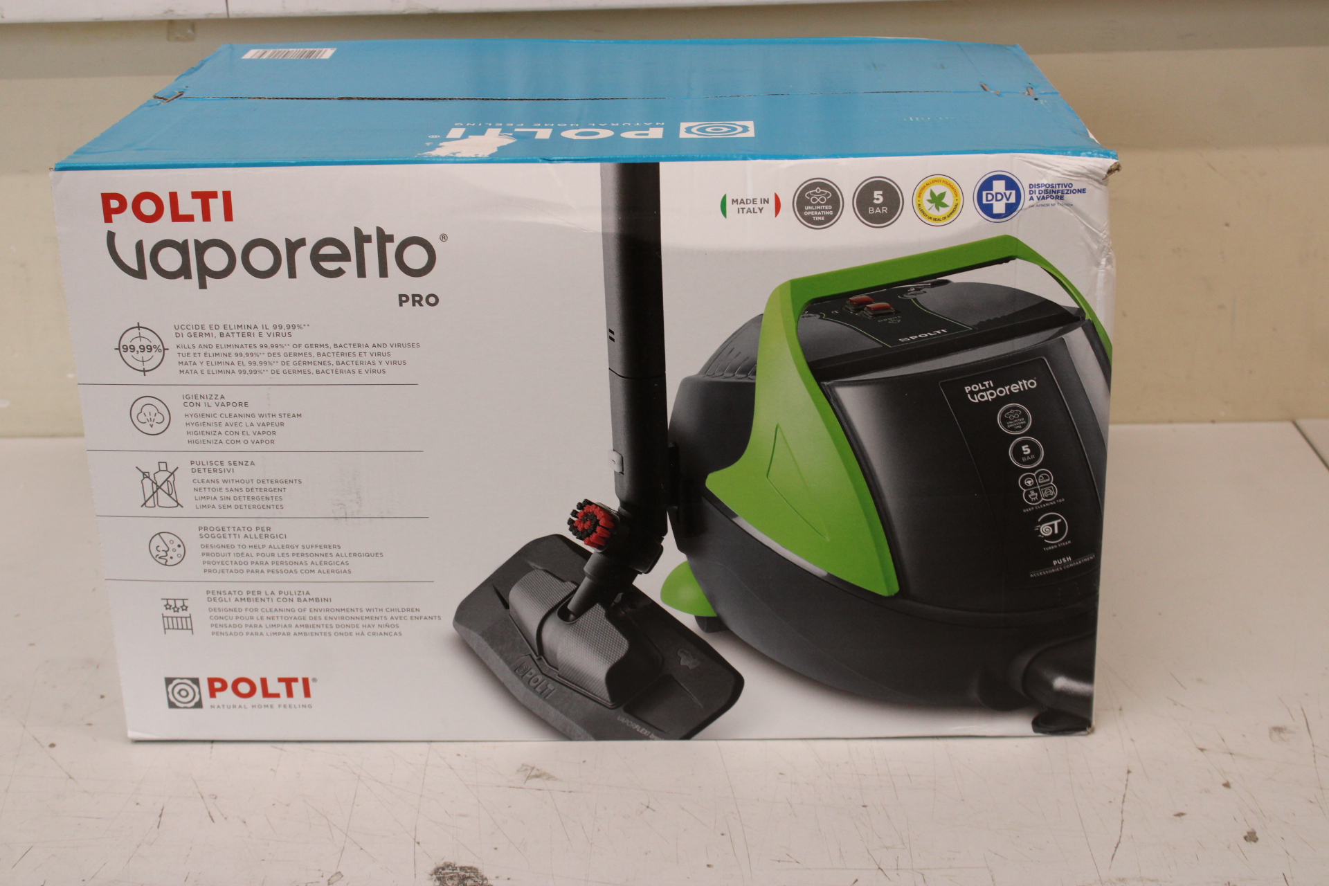 Pilt SALE OUT. Polti PTEU0280 Vaporetto Pro 95_Turbo Flexi Steam cleaner, Corded, 1100 W, Tank capacity 1.3 L, Working radius 8 m, Black/Green | Polti | Steam cleaner | PTEU0280 Vaporetto Pro 95_Turbo Flexi | Power 1100 W | Steam pressure 5 bar | Water tank capacity 1.3 L | Black/Green | DAMAGED PACKAGING