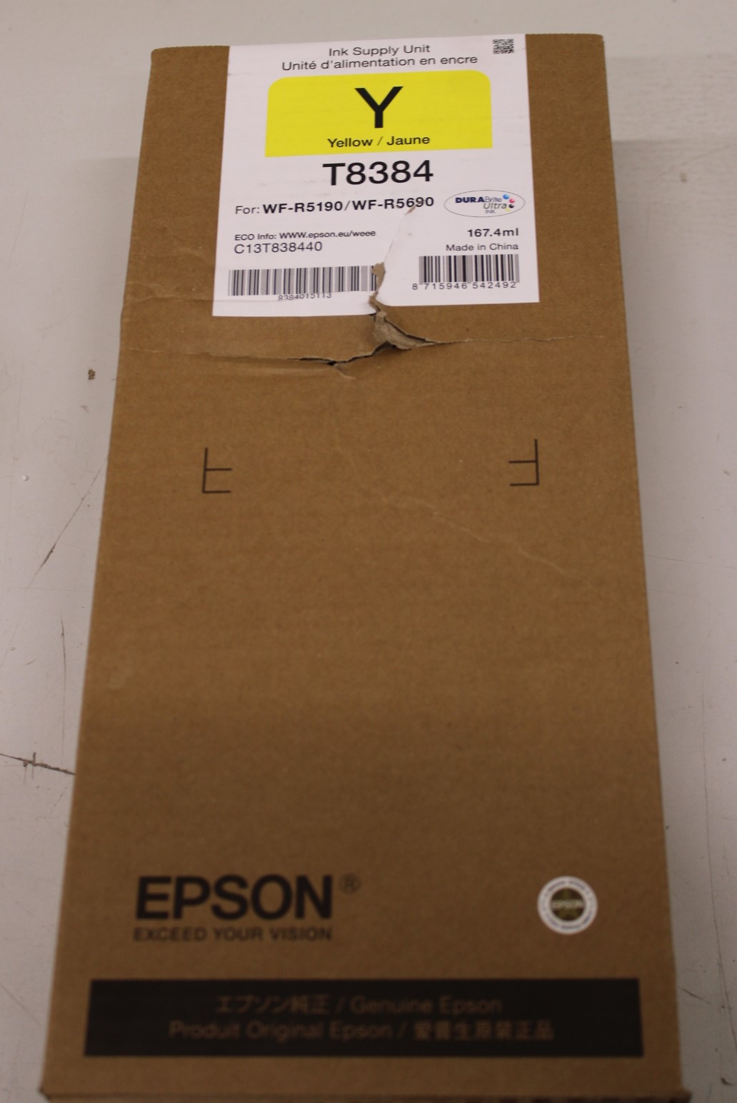 Pilt SALE OUT. Epson WF-R5xxx Ink Cartridge XL Yellow | Epson Cartridge | C13T838440 | Ink cartridge | Yellow | DAMAGED PACKAGING