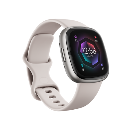 Pilt Sense 2 | Smart watch | NFC | GPS (satellite) | AMOLED | Touchscreen | Activity monitoring 24/7 | Waterproof | Bluetooth | Wi-Fi | Lunar White/Platinum