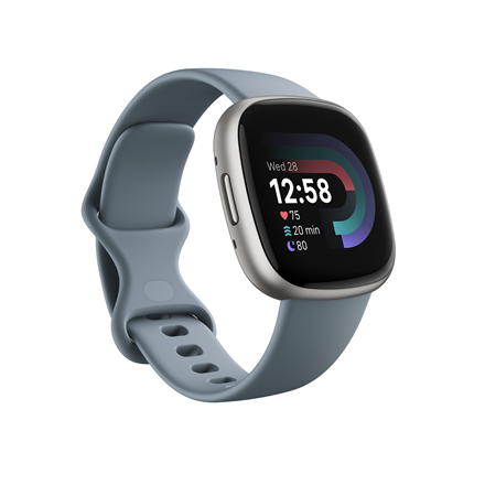 Pilt Versa 4 | Smart watch | NFC | GPS (satellite) | AMOLED | Touchscreen | Activity monitoring 24/7 | Waterproof | Bluetooth | Wi-Fi | Waterfall Blue/Platinum