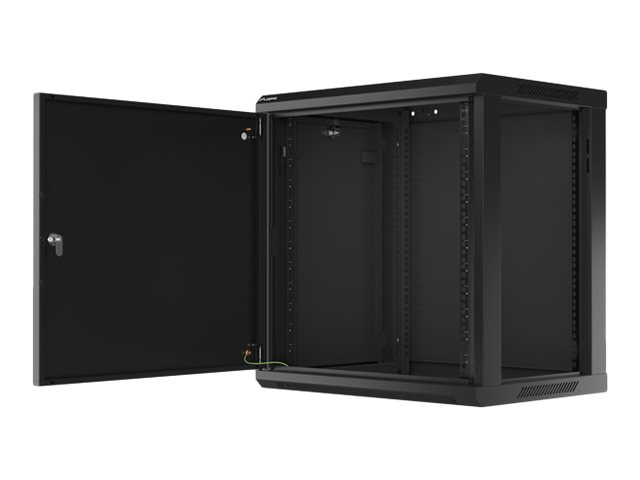 Pilt Lanberg | Rack cabinet 19" wall-mount 12U/600x450 for self-assembly with metal door (flat pack) | WF01-6412-00B | Black