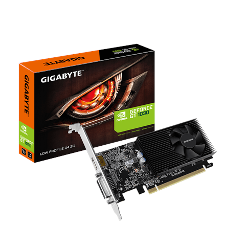 Pilt Gigabyte | GV-N1030D4-2GL 1.0 | NVIDIA | 2 GB | GeForce GT 1030 | DDR4 | DVI-D ports quantity 1 | HDMI ports quantity 1 | PCI Express 3.0 | Memory clock speed 2100 MHz | Processor frequency 1417 MHz