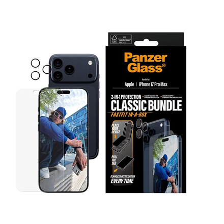 Pilt PanzerGlass 2-in-1 Classic Bundle | Screen Protector/Lens protector | Apple | iPhone 17 Pro Max | Transparent