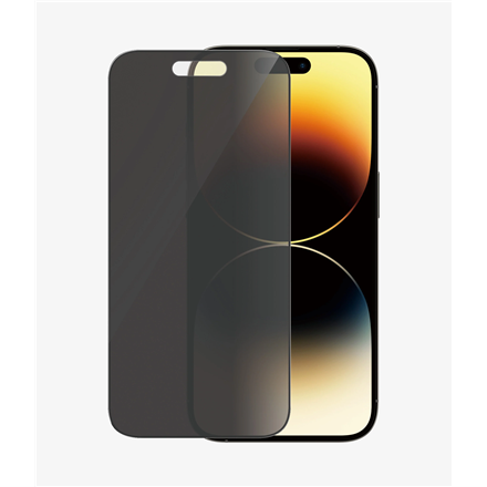 Pilt PanzerGlass | Screen protector | Apple | iPhone 14 Pro | Glass | Black | Ultra-Wide Fit; Easy installation; Privacy Filter; Fingerprint resistant | Privacy