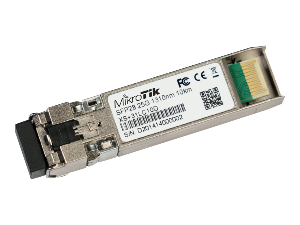 Pilt MikroTik SFP/SFP+/SFP28 module 1/10/25G SM 10km 1310nm | XS+31LC10D | SFP/SFP+/SFP28 | SMF | Dual LC UPC | 1024/10240/25600 Mbit/s | Wavelength 1310 nm | Maximum transfer distance 10000 m | -40 to 70